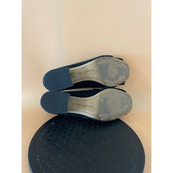 ***SOLD*** Womens Karl Lagerfeld Paris Suede Tassled Block Heels Size 10 Black… - Picture 5 of 5